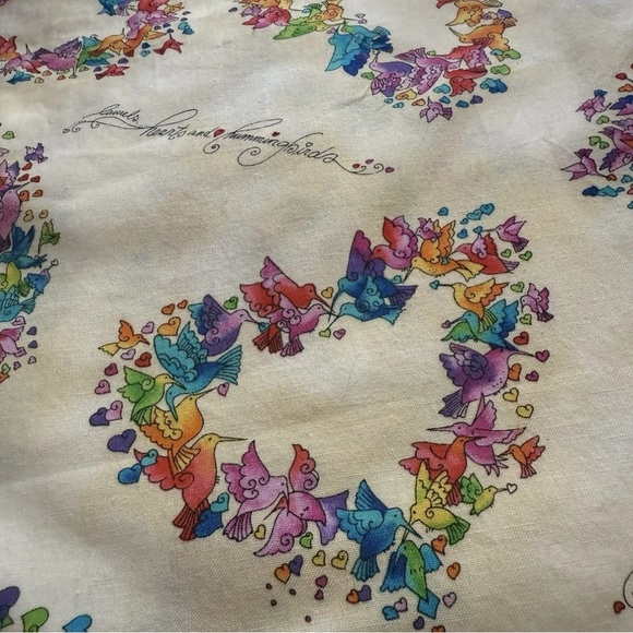 Flying Colors Hummingbird By Laurel Burch Rainbow Fabric 111” X 81” Tablecloth - Picture 1 of 11